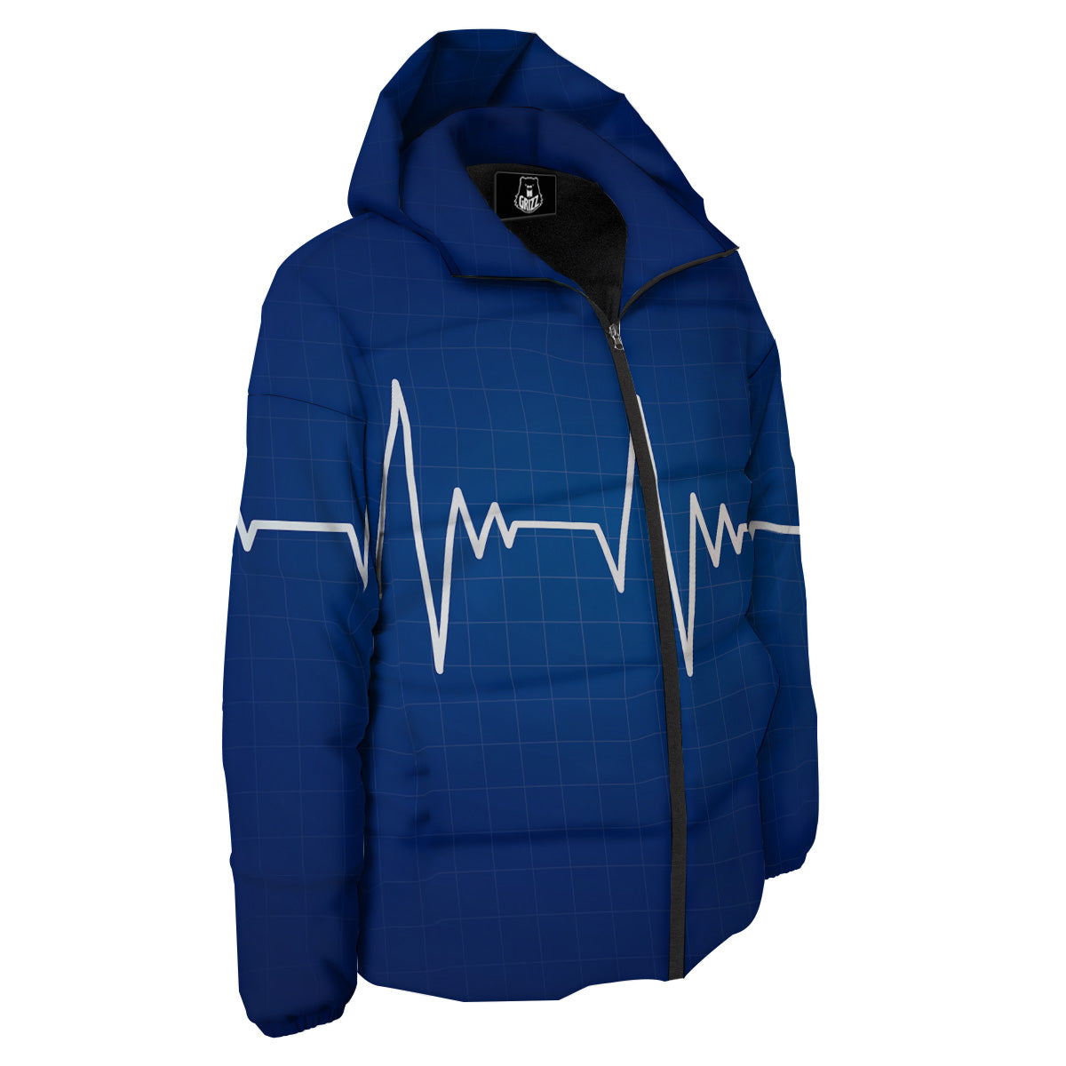 Heartbeat Blue Print Down Jacket-grizzshop