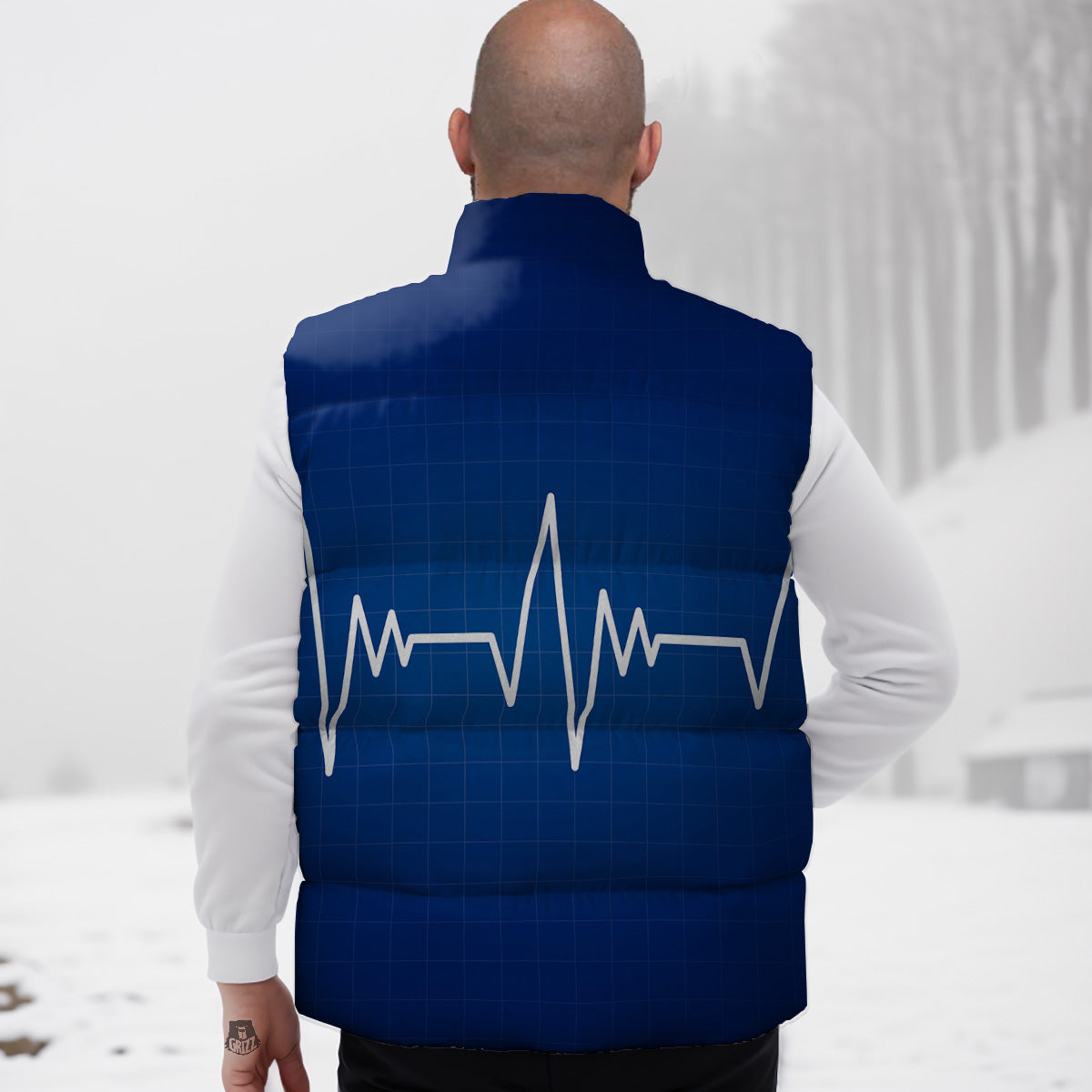 Heartbeat Blue Print Down Vest