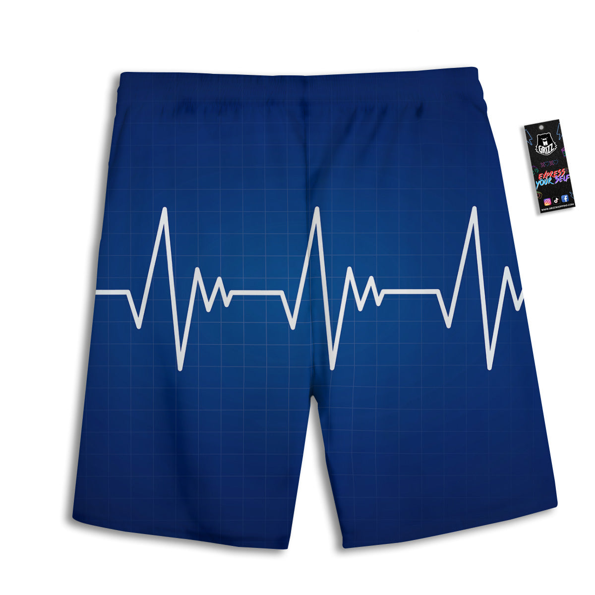 Heartbeat Blue Print Men's Athletic Shorts