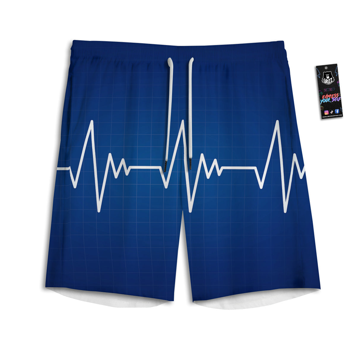 Heartbeat Blue Print Men's Athletic Shorts