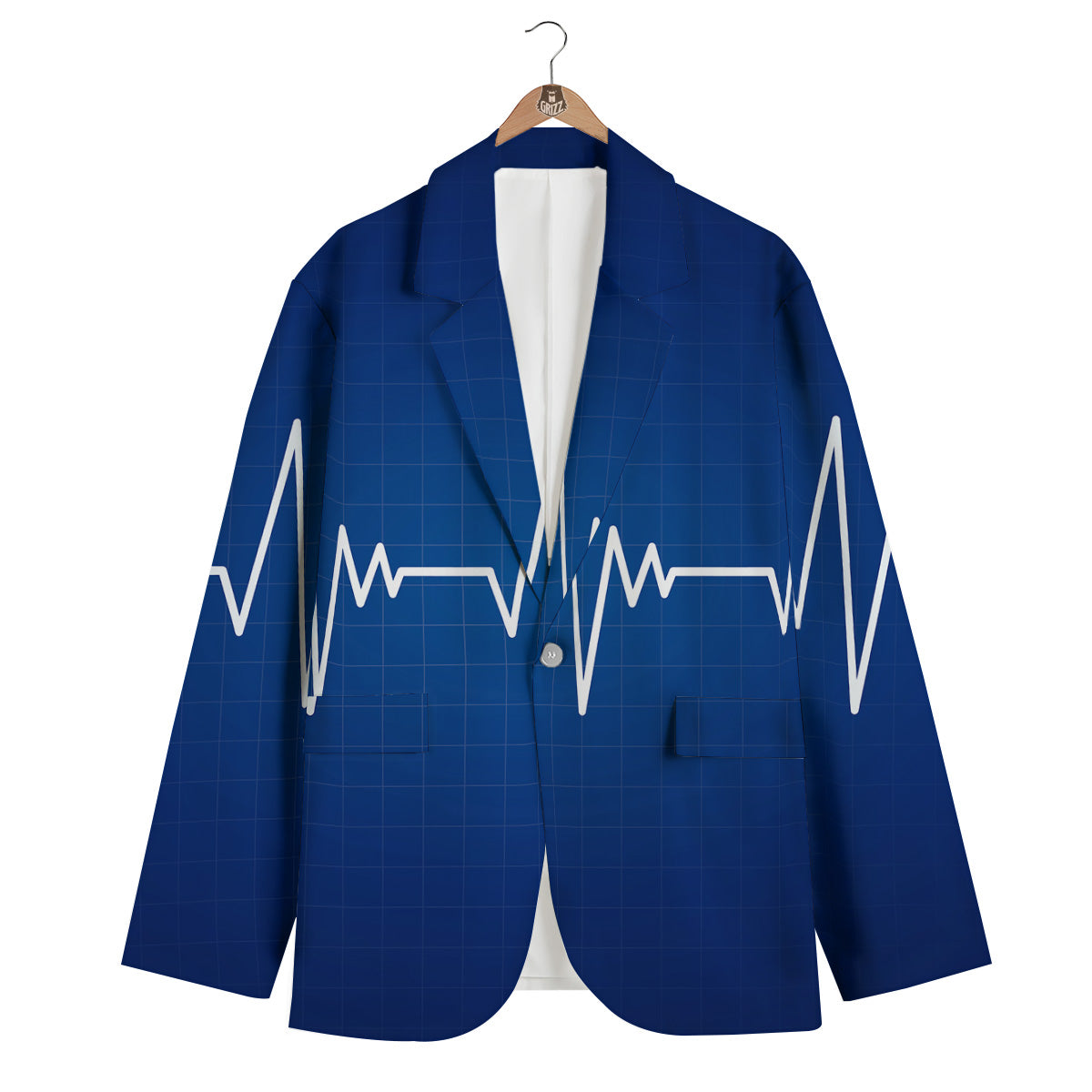 Heartbeat Blue Print Men's Blazer-grizzshop