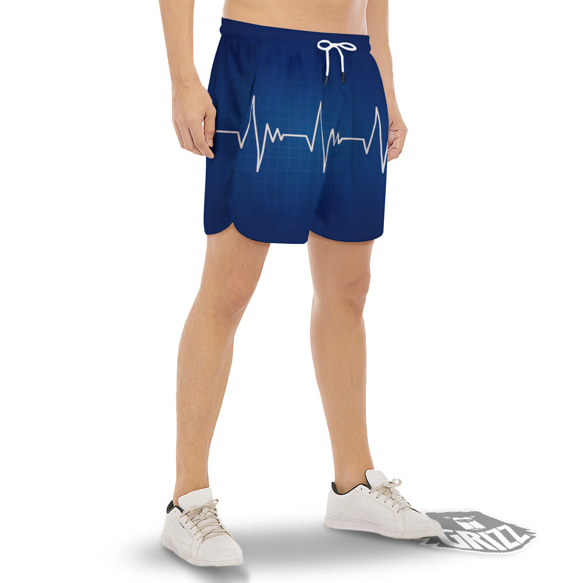 Heartbeat Blue Print Men's Gym Shorts-grizzshop
