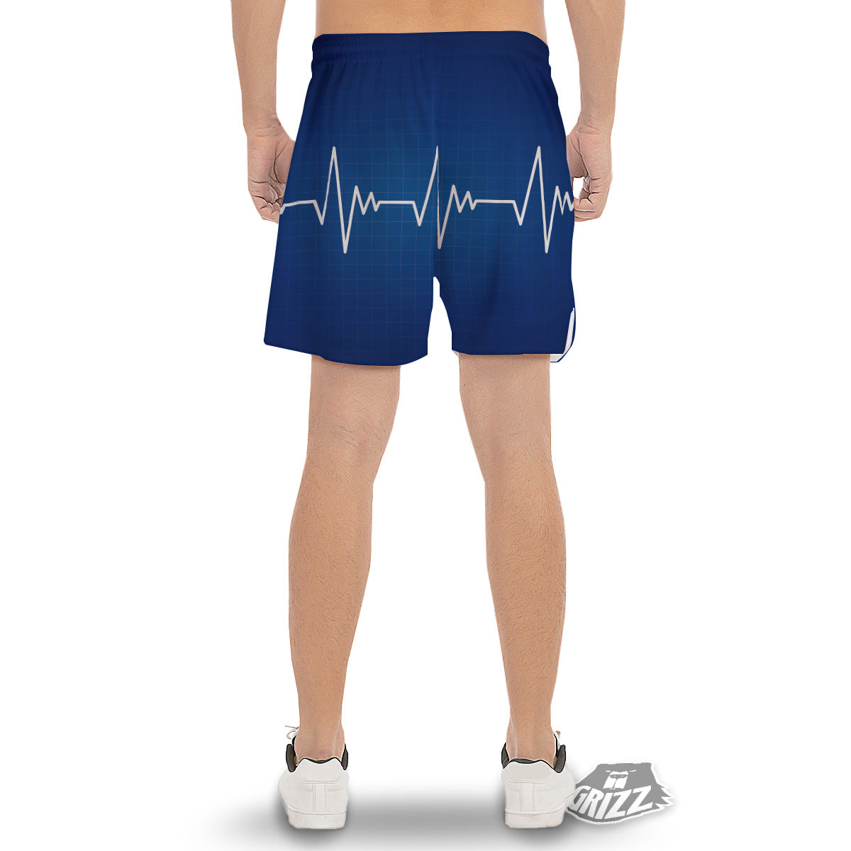 Heartbeat Blue Print Men's Gym Shorts-grizzshop