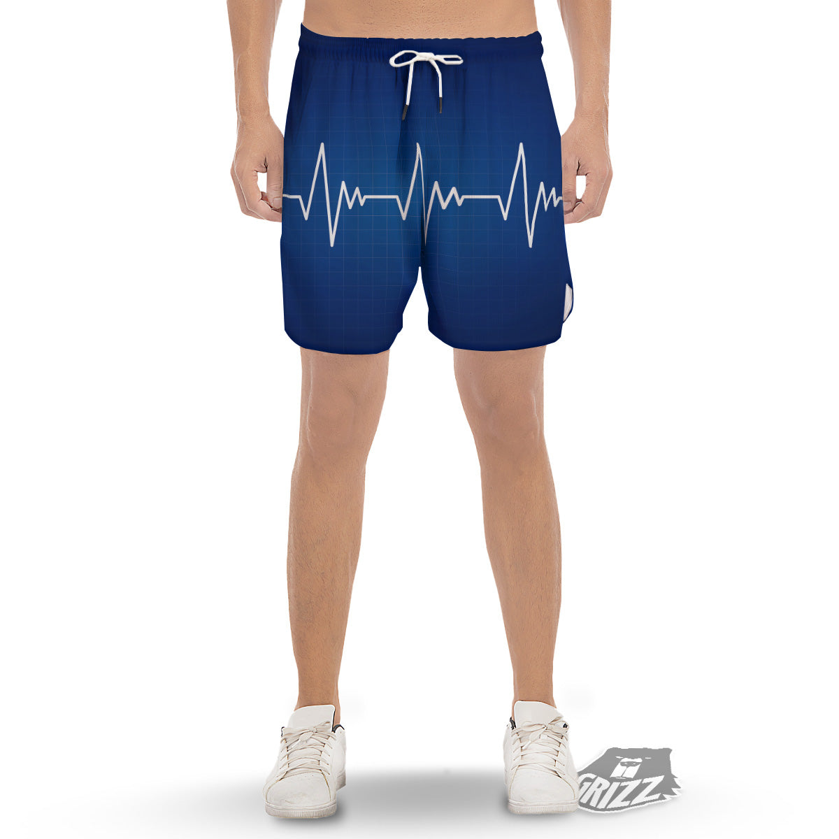 Heartbeat Blue Print Men's Gym Shorts-grizzshop