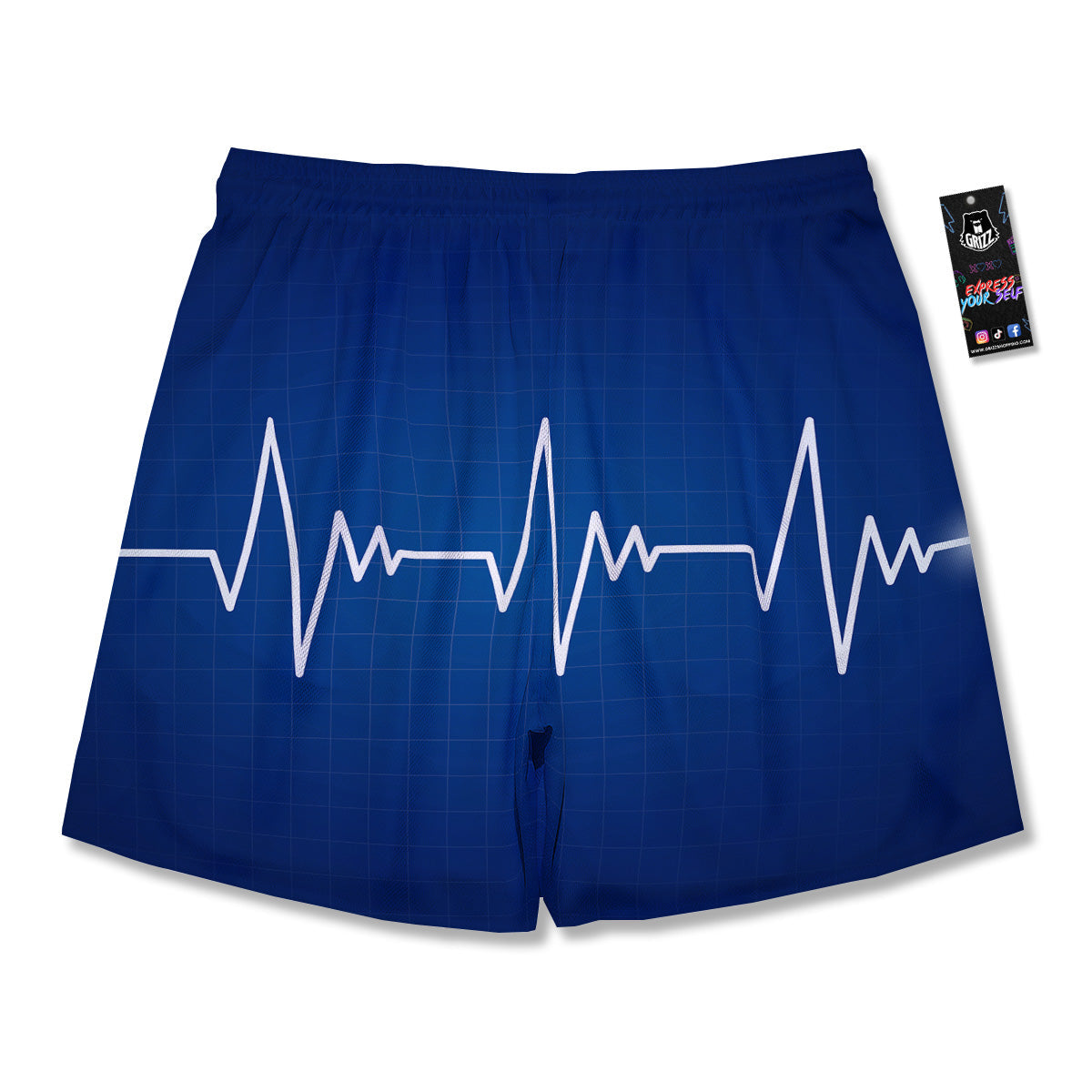 Heartbeat Blue Print Men's Running Shorts-grizzshop