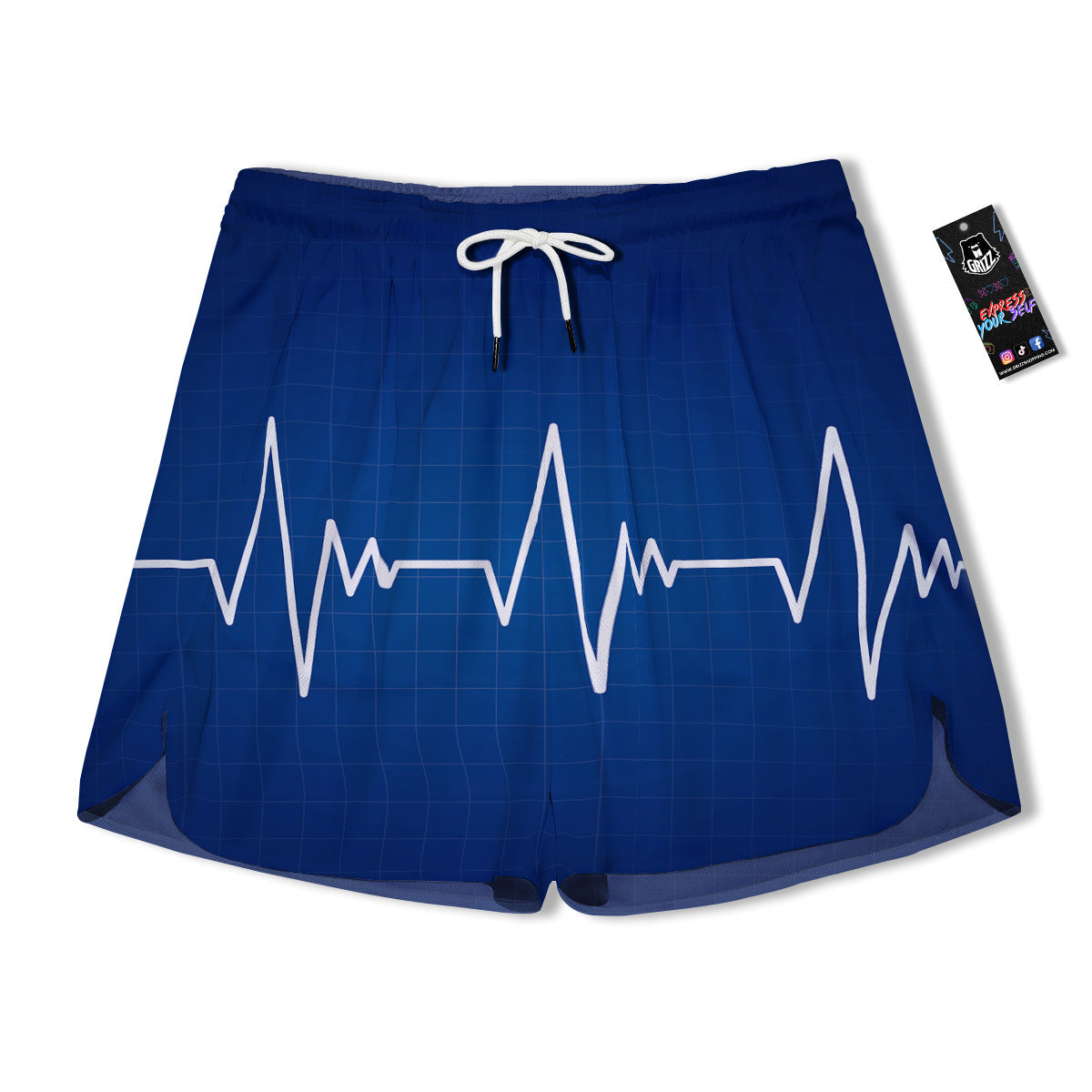Heartbeat Blue Print Men's Running Shorts-grizzshop