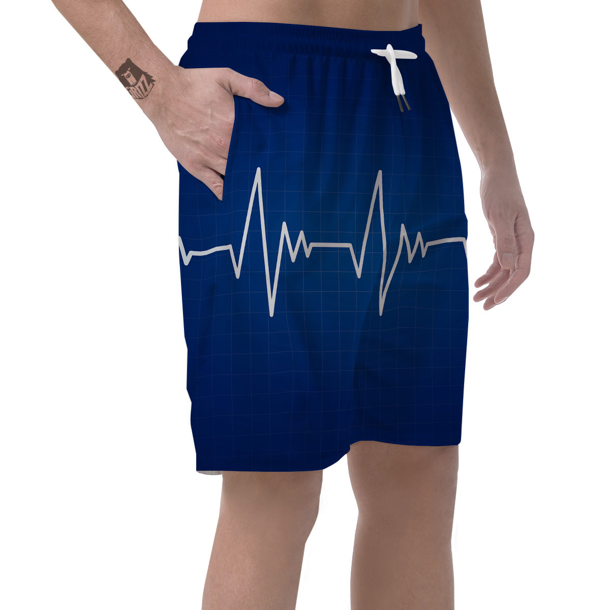 Heartbeat Blue Print Men's Shorts-grizzshop