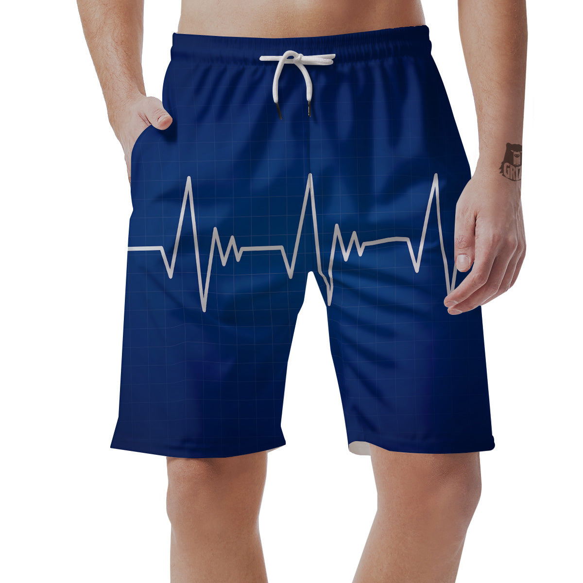 Heartbeat Blue Print Men's Shorts-grizzshop