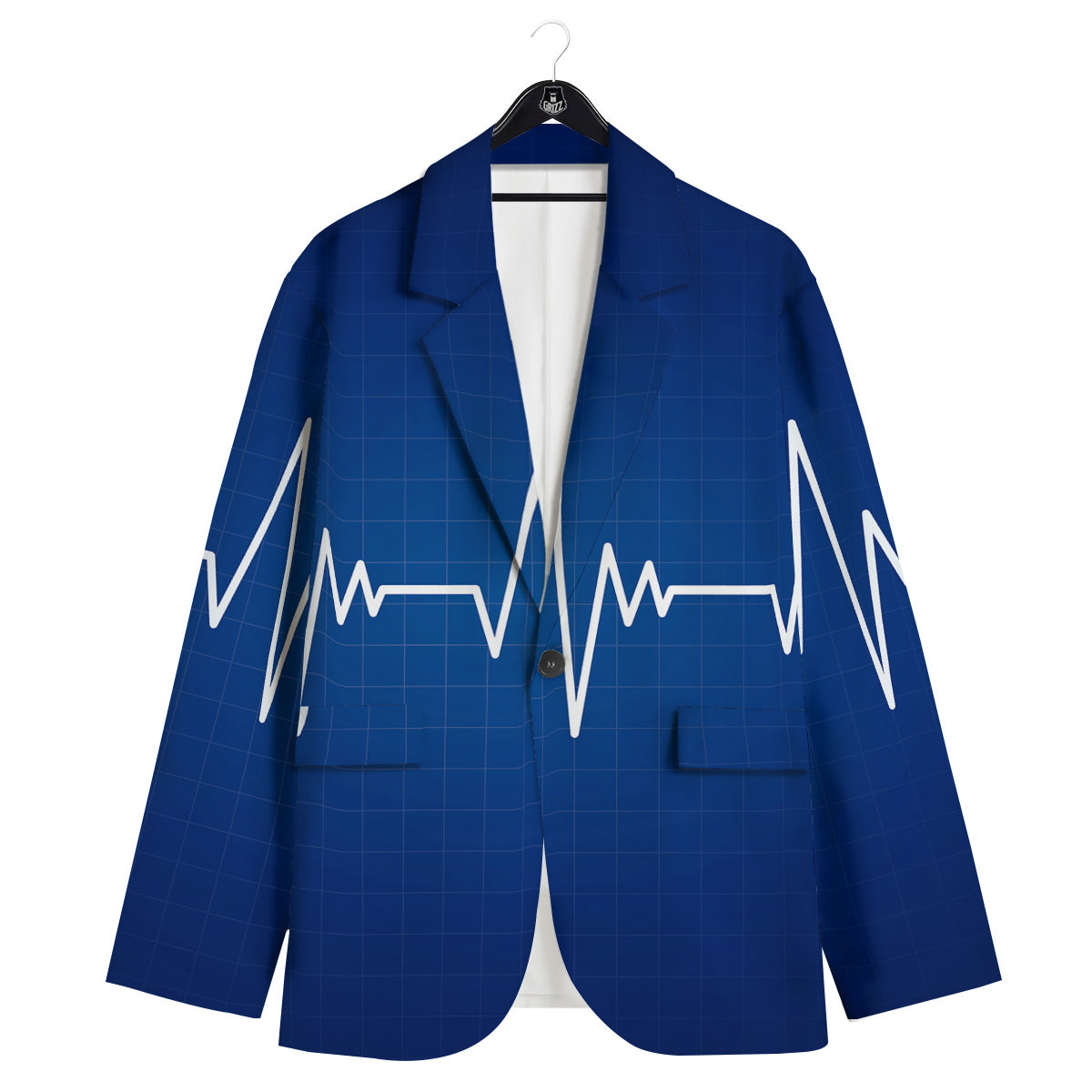 Heartbeat Blue Print Men's Sport Coat-grizzshop