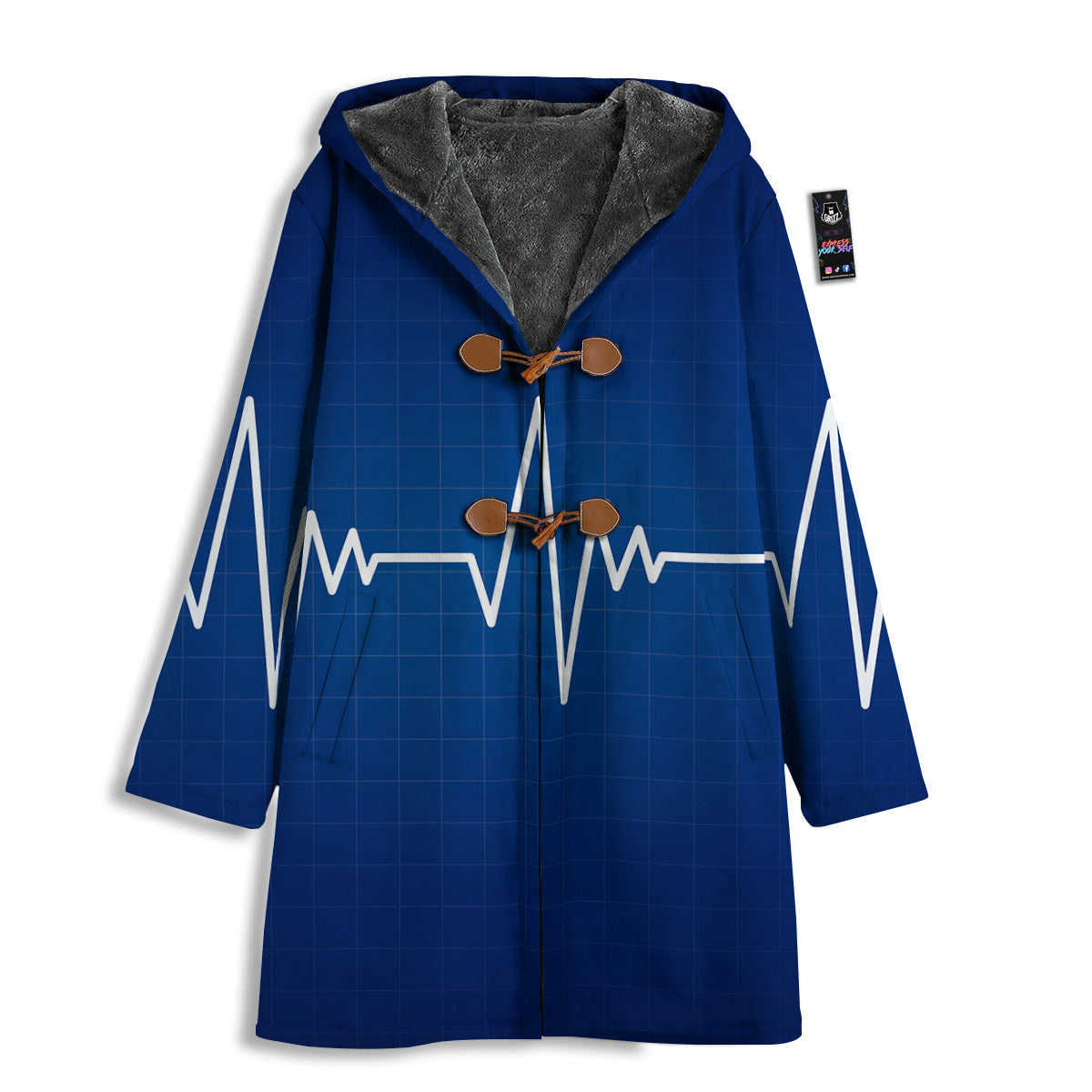 Heartbeat Blue Print Men's Windbreaker Jacket-grizzshop