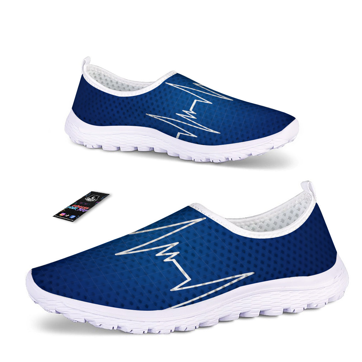 Heartbeat Blue Print Nurse Shoes-grizzshop