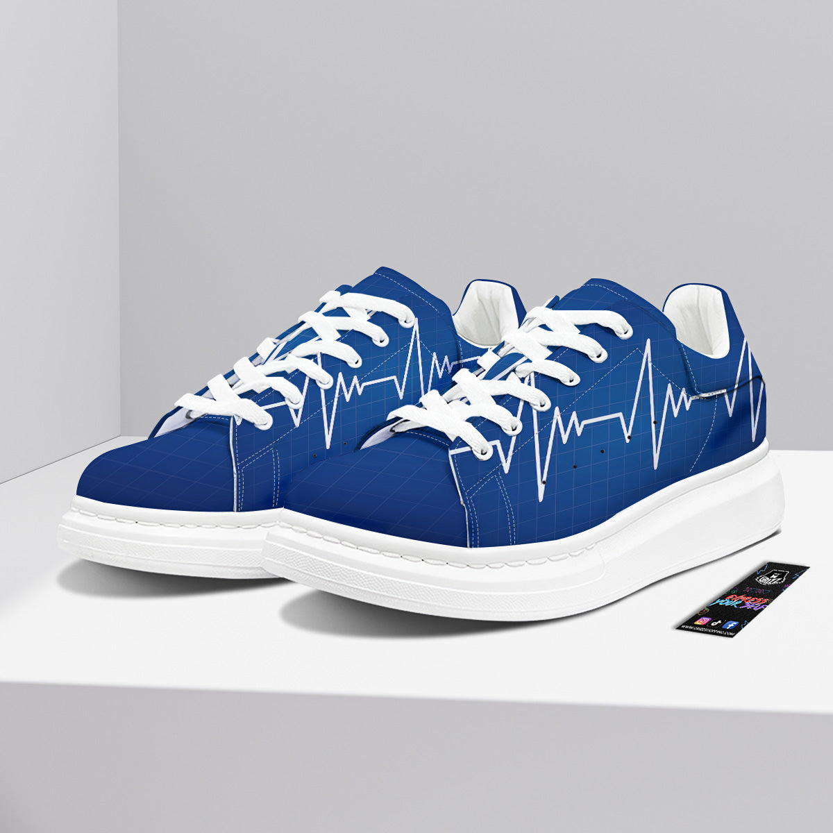 Heartbeat Blue Print Platform Shoes-grizzshop