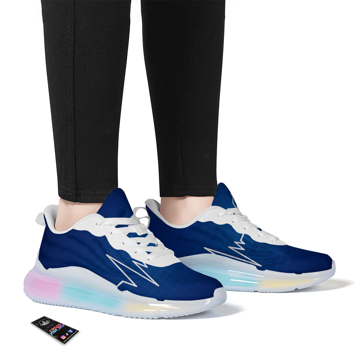 Heartbeat Blue Print Running Sneakers-grizzshop