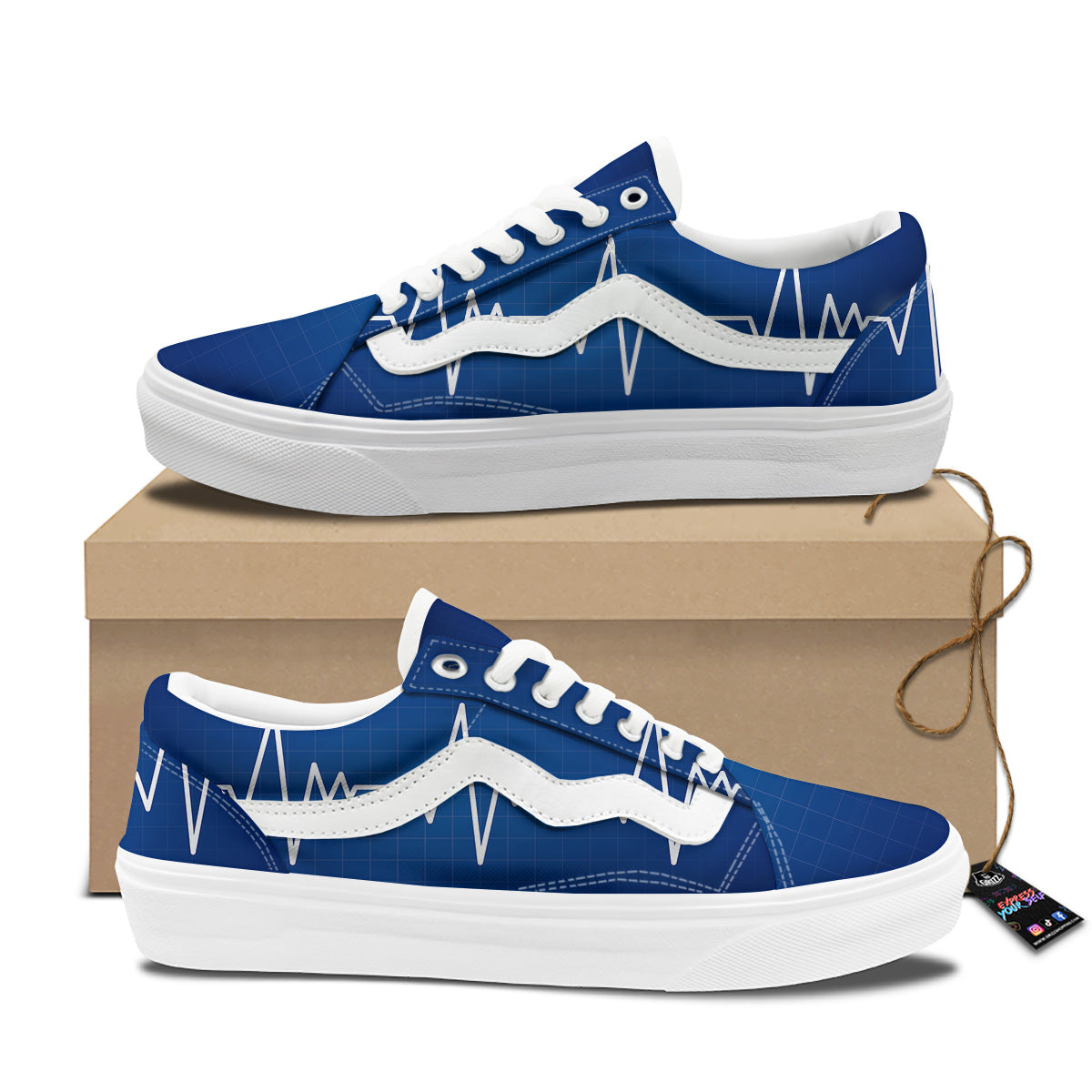 Heartbeat Blue Print Skate Shoes-grizzshop