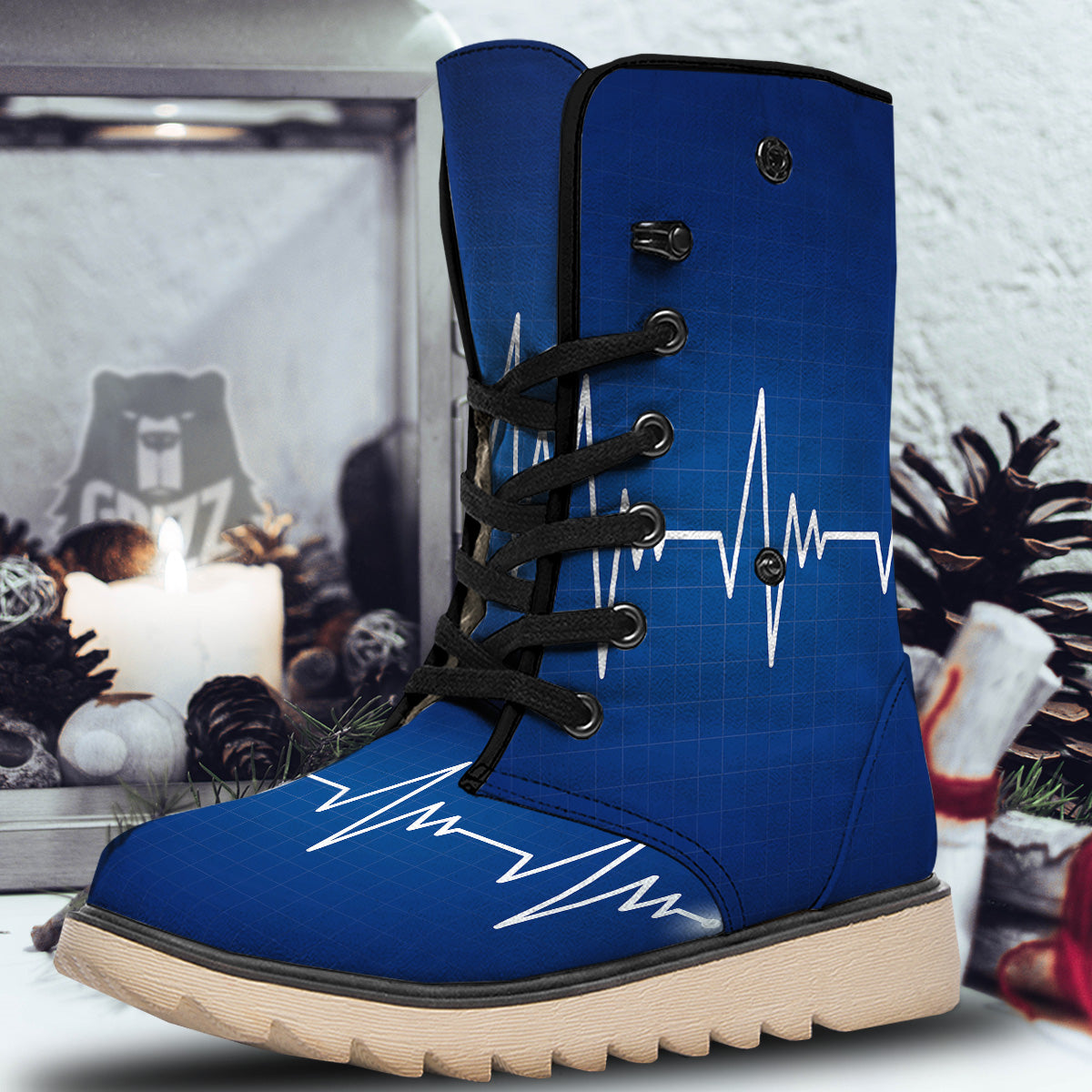 Heartbeat Blue Print Snow Boots-grizzshop
