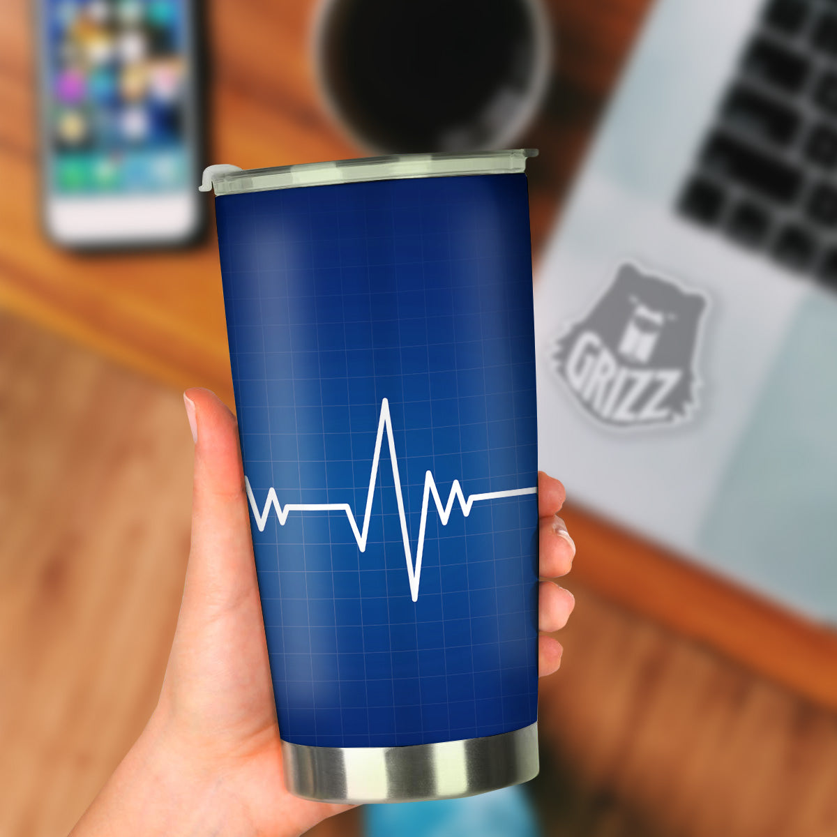 Heartbeat Blue Print Tumbler-grizzshop