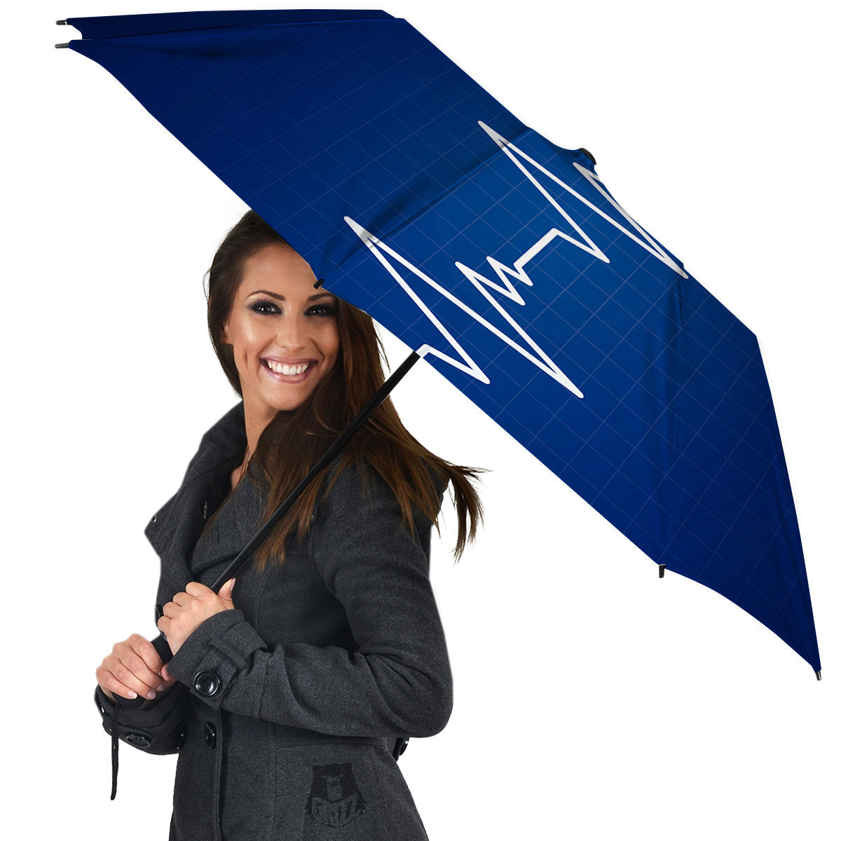 Heartbeat Blue Print Umbrella-grizzshop