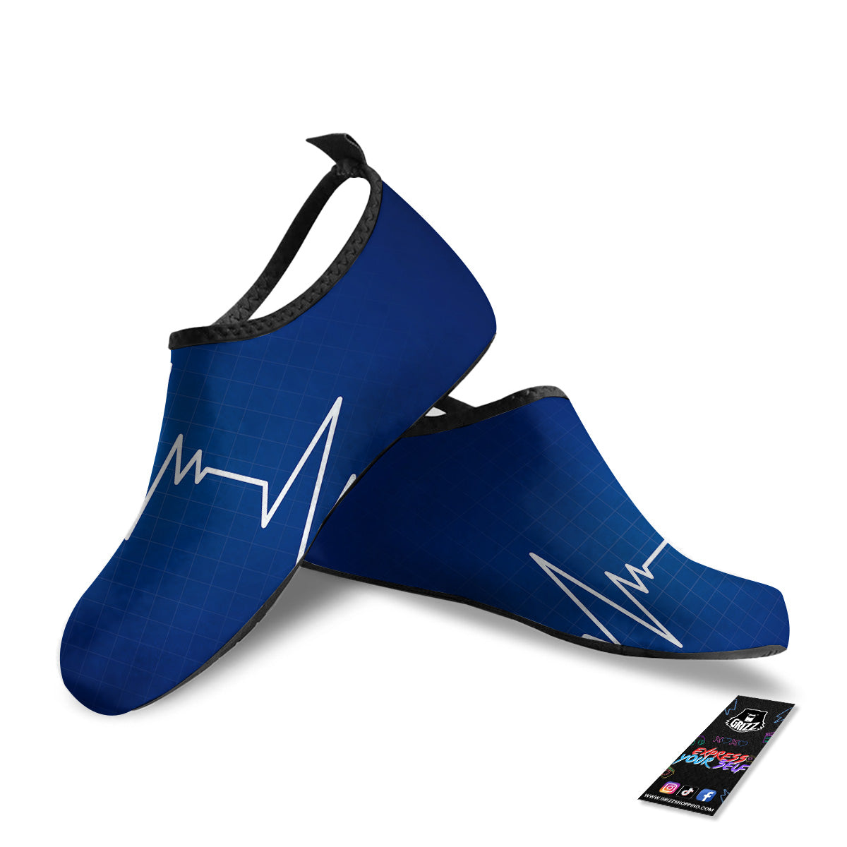 Heartbeat Blue Print Water Shoes-grizzshop