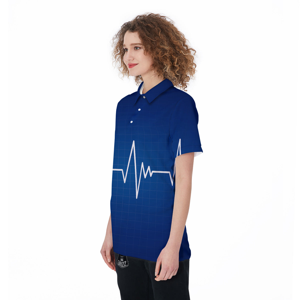 Heartbeat Blue Print Women's Golf Shirts-grizzshop