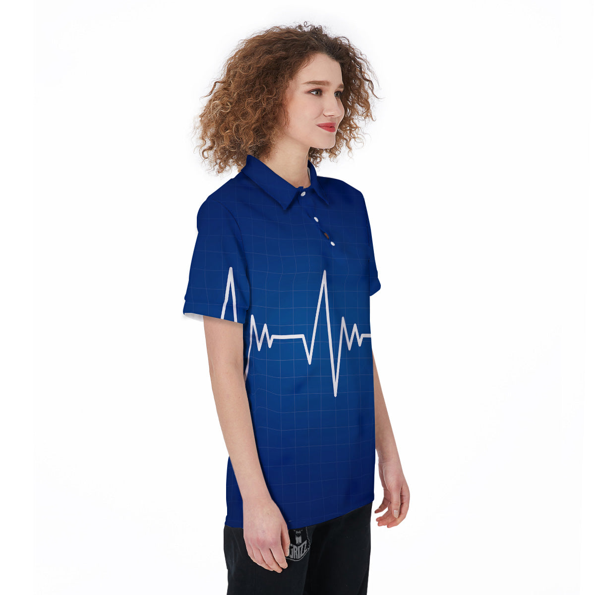 Heartbeat Blue Print Women's Golf Shirts-grizzshop