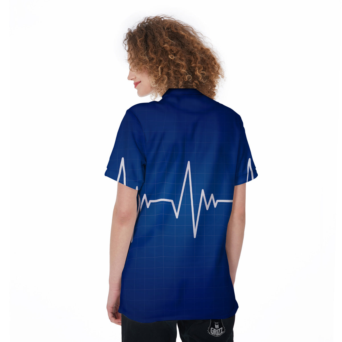 Heartbeat Blue Print Women's Golf Shirts-grizzshop