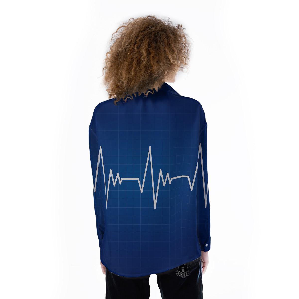 Heartbeat Blue Print Women's Long Sleeve Shirts-grizzshop