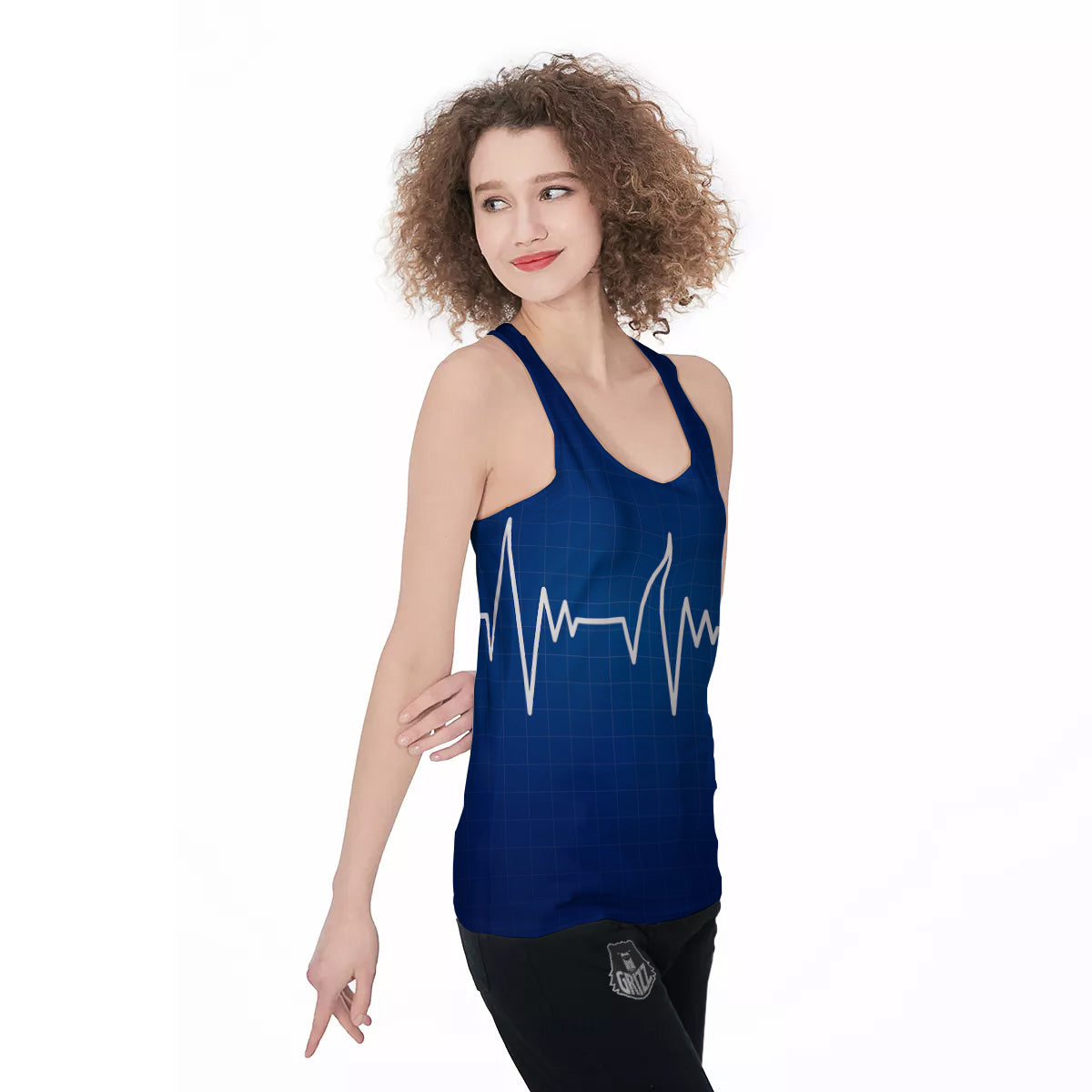 Heartbeat Blue Print Women's Racerback Tank Top-grizzshop