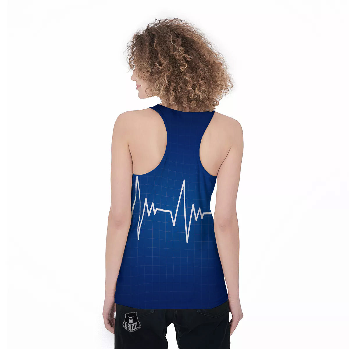 Heartbeat Blue Print Women's Racerback Tank Top-grizzshop