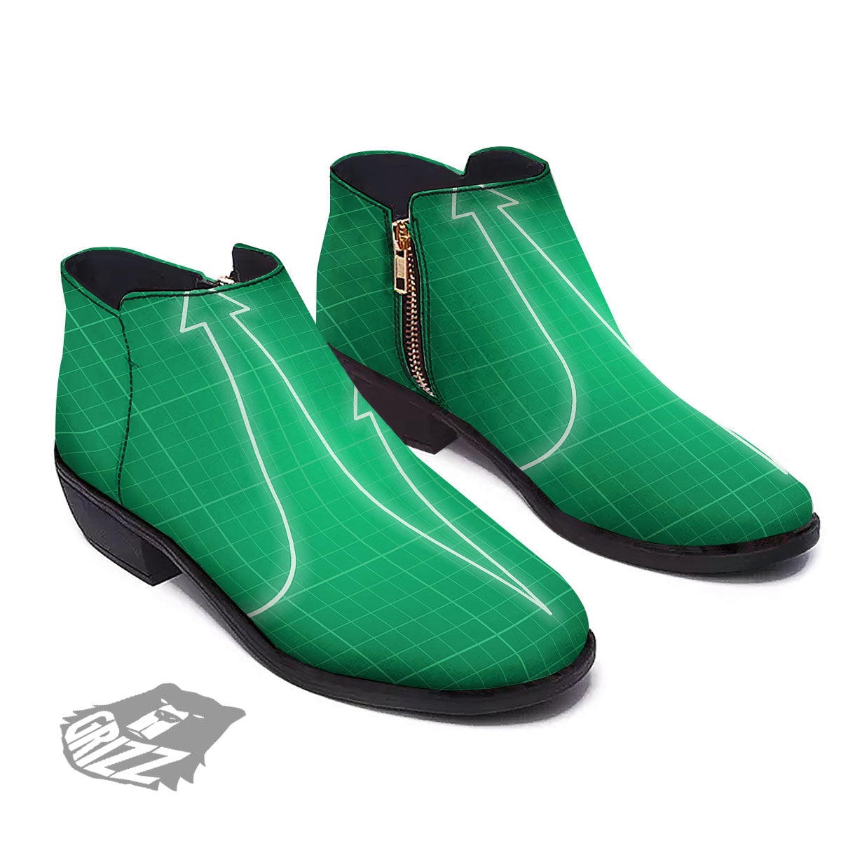 Heartbeat Green Print Ankle Boots-grizzshop