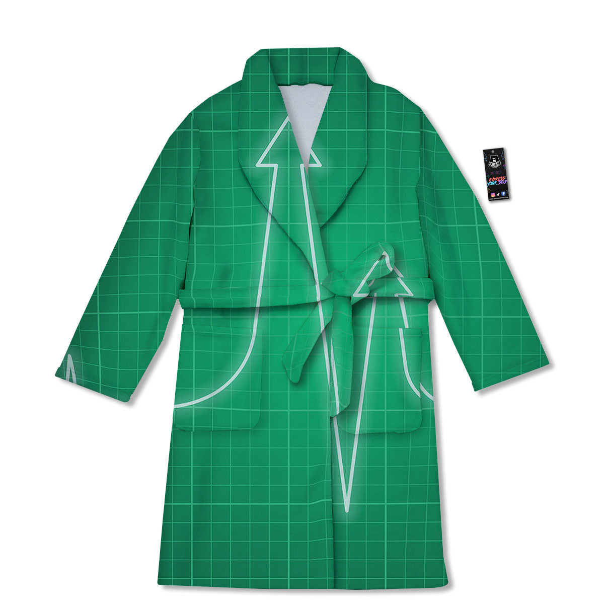 Heartbeat Green Print Bathrobe-grizzshop
