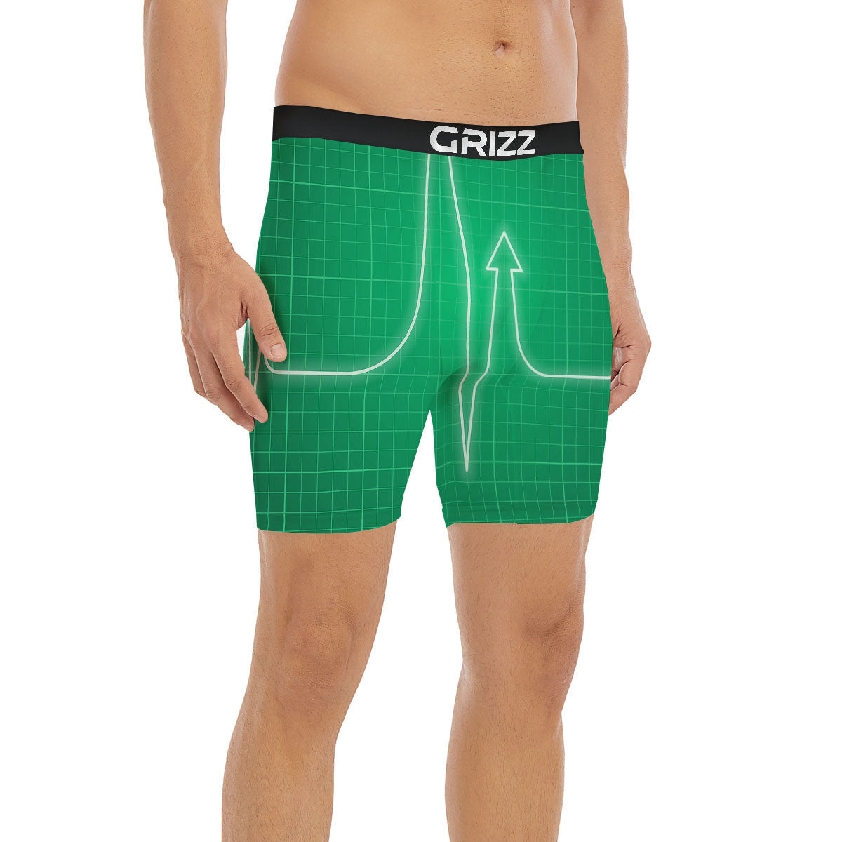 Heartbeat Green Print Boxer Briefs-grizzshop