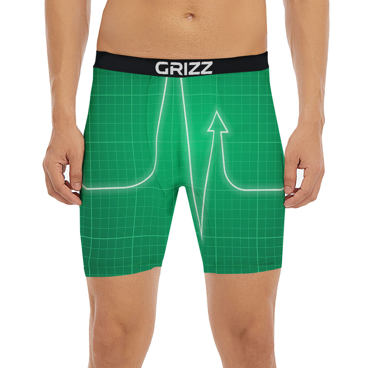 Heartbeat Green Print Boxer Briefs-grizzshop