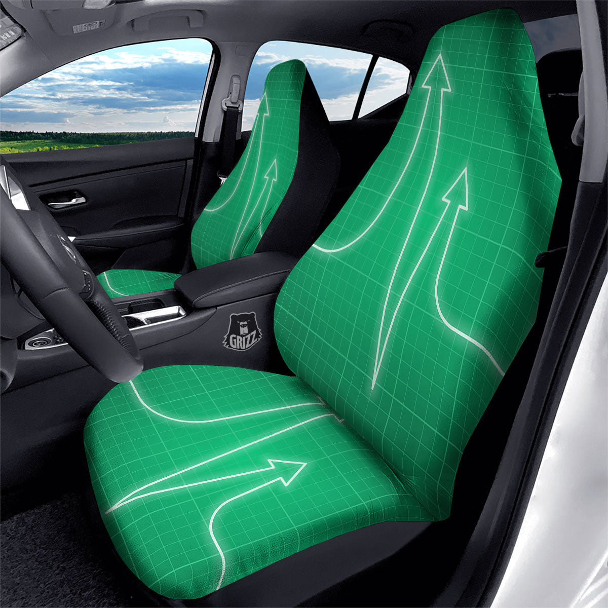Heartbeat Green Print Car Seat Covers-grizzshop