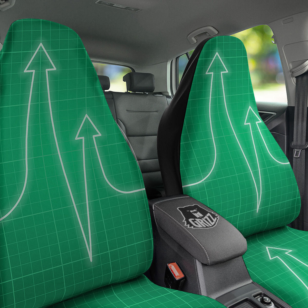 Heartbeat Green Print Car Seat Covers-grizzshop