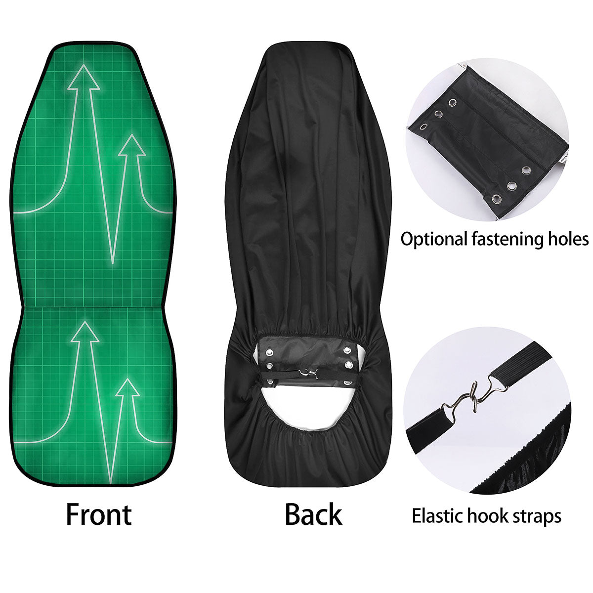 Heartbeat Green Print Car Seat Covers-grizzshop
