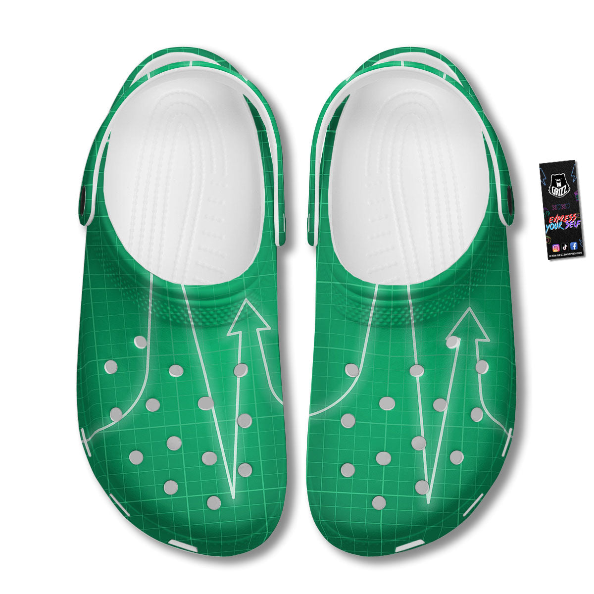 Heartbeat Green Print Clog-grizzshop