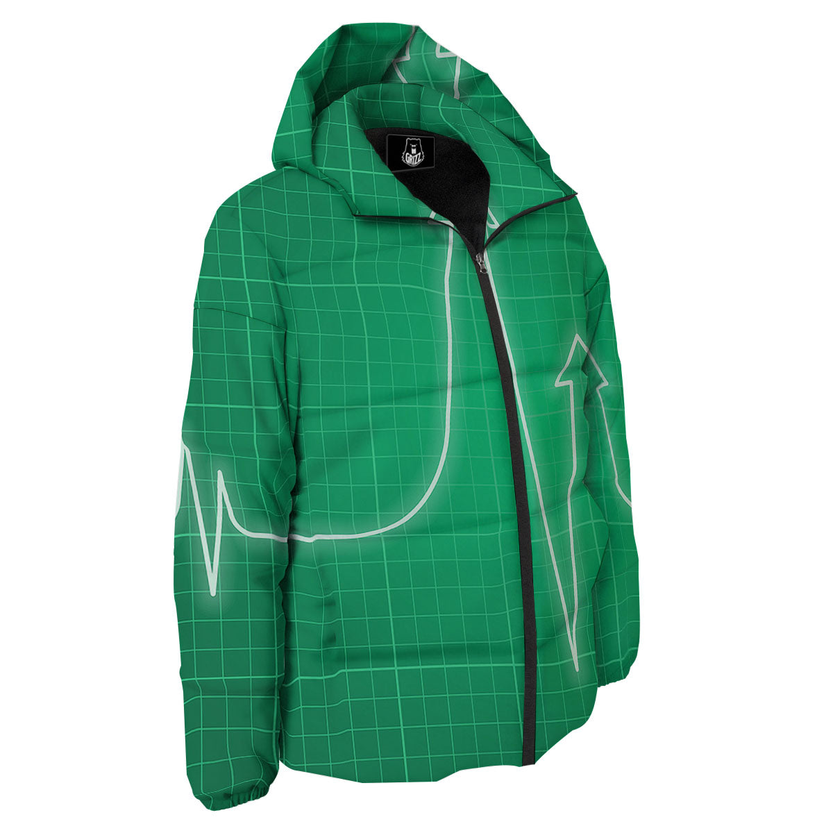 Heartbeat Green Print Down Jacket-grizzshop