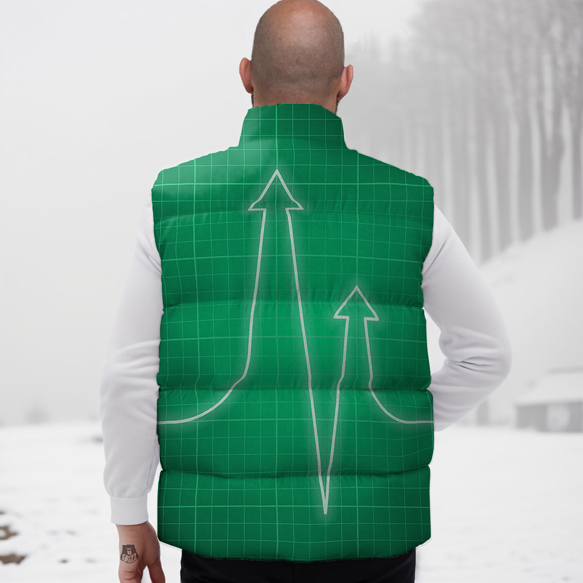 Heartbeat Green Print Down Vest