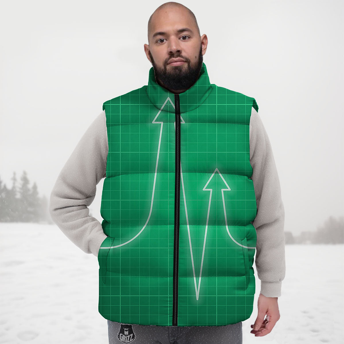 Heartbeat Green Print Down Vest