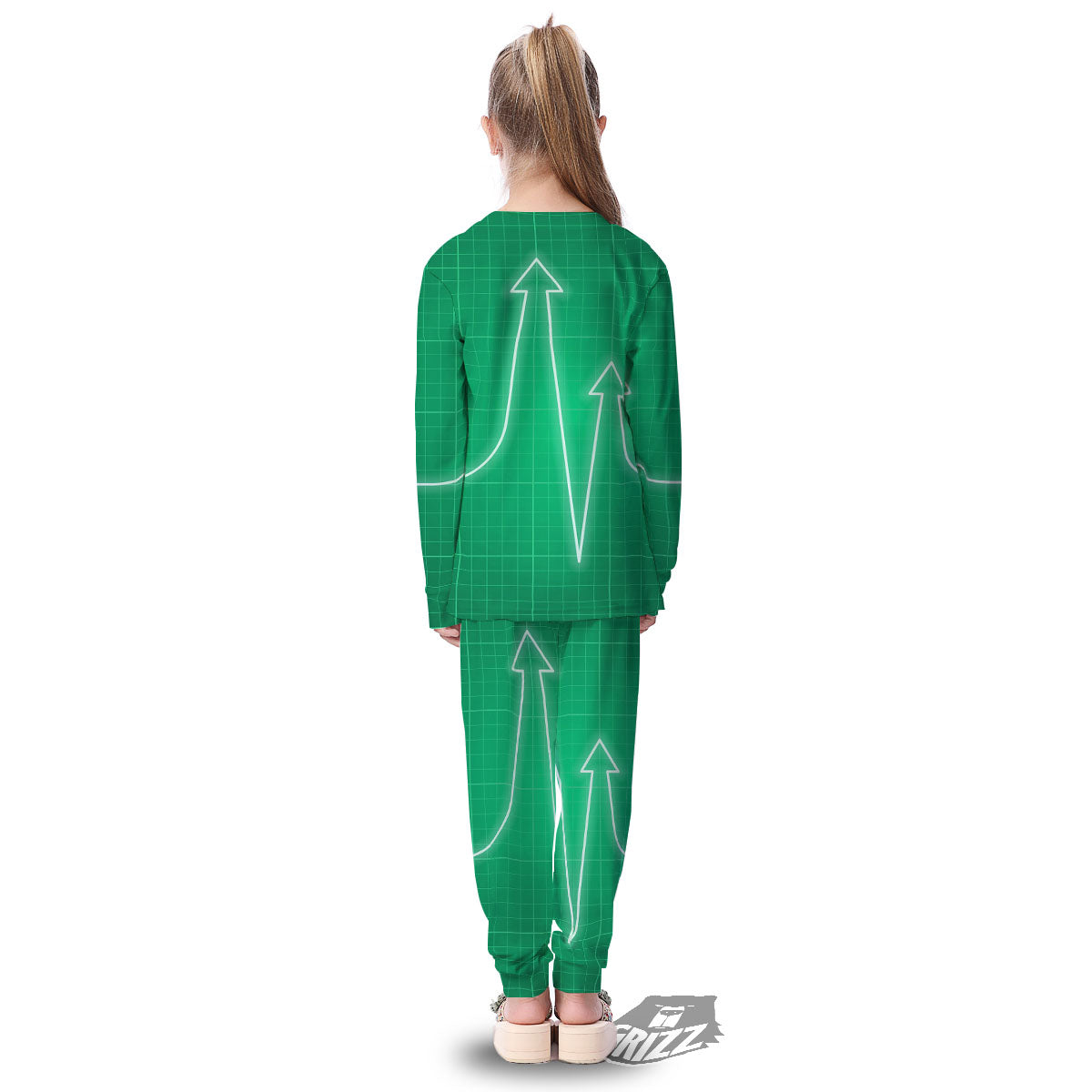 Heartbeat Green Print Kid's Pajamas-grizzshop
