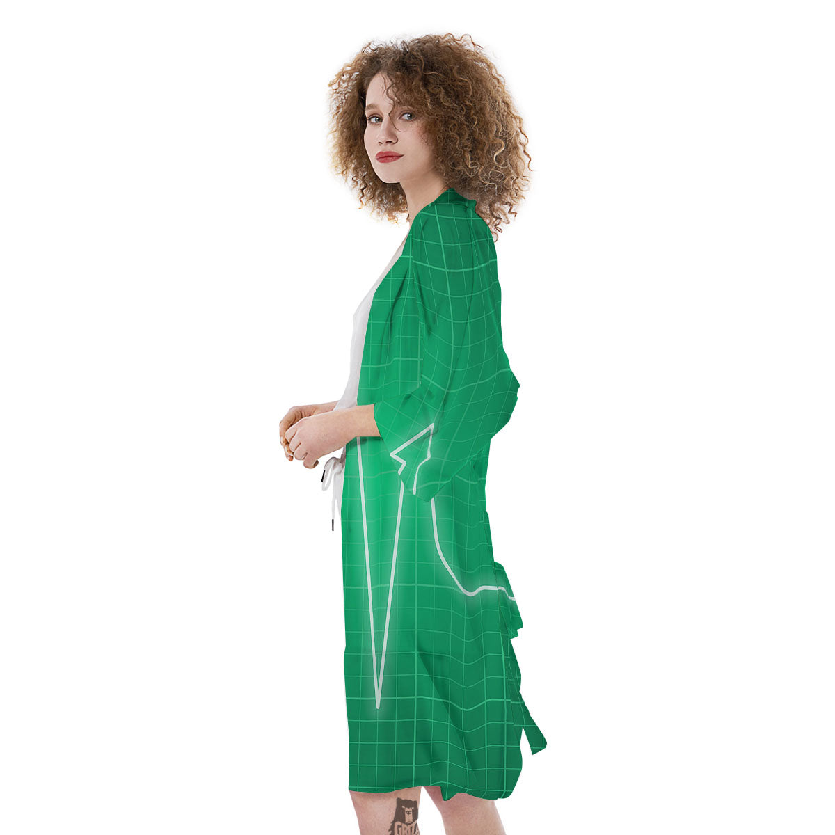 Heartbeat Green Print Kimono-grizzshop