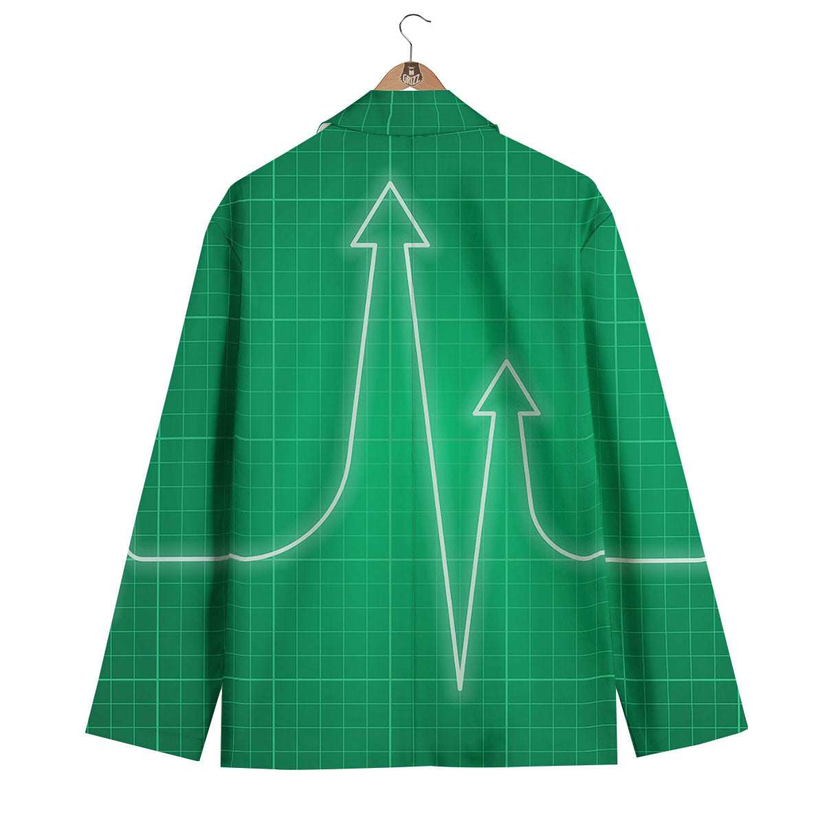 Heartbeat Green Print Men's Blazer-grizzshop