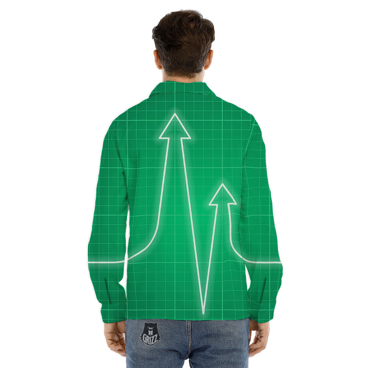 Heartbeat Green Print Men's Dress Shirts-grizzshop