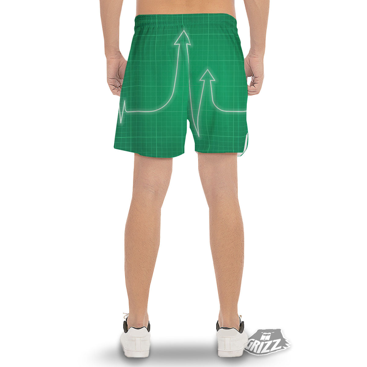 Heartbeat Green Print Men's Gym Shorts-grizzshop