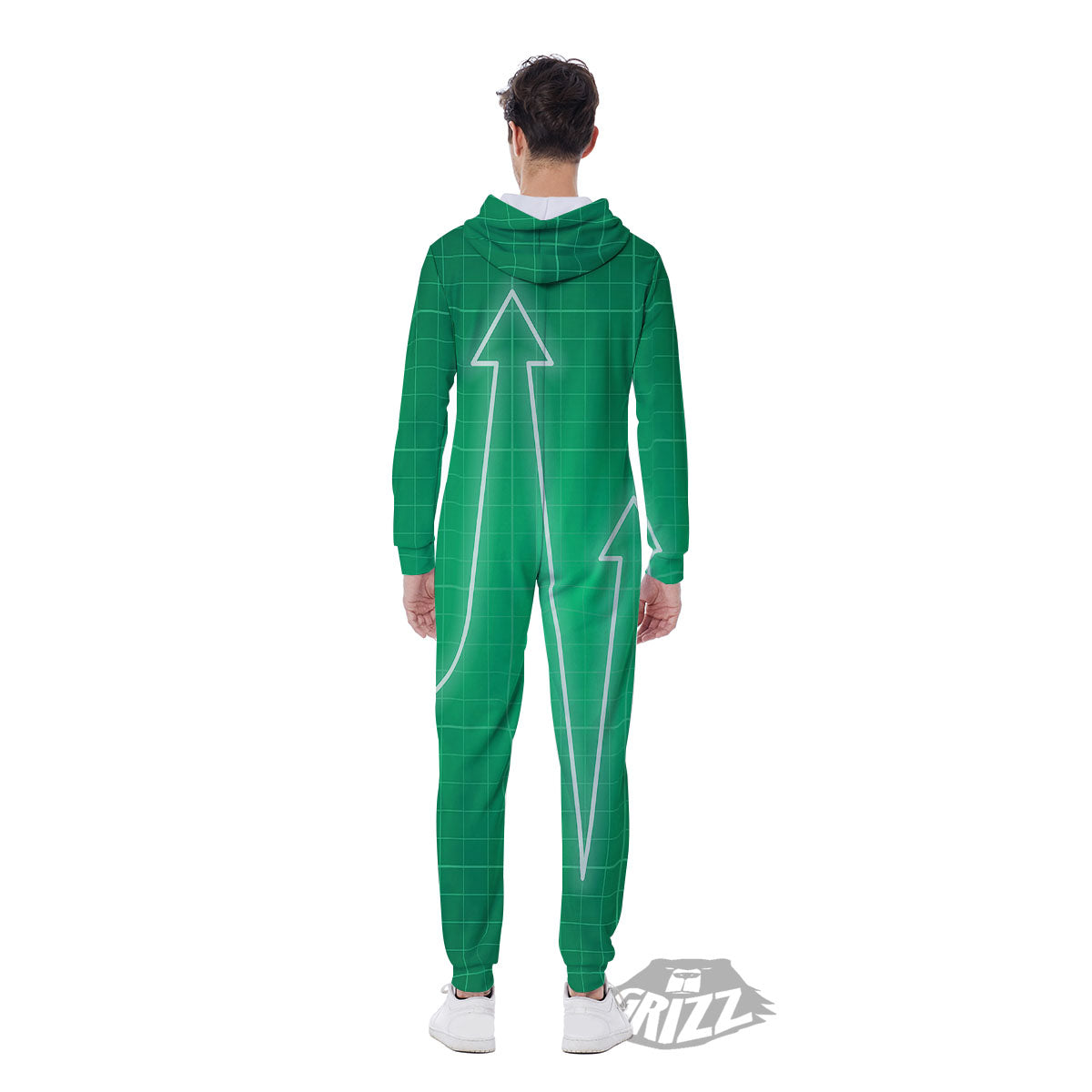 Heartbeat Green Print Men's Jumpsuit-grizzshop