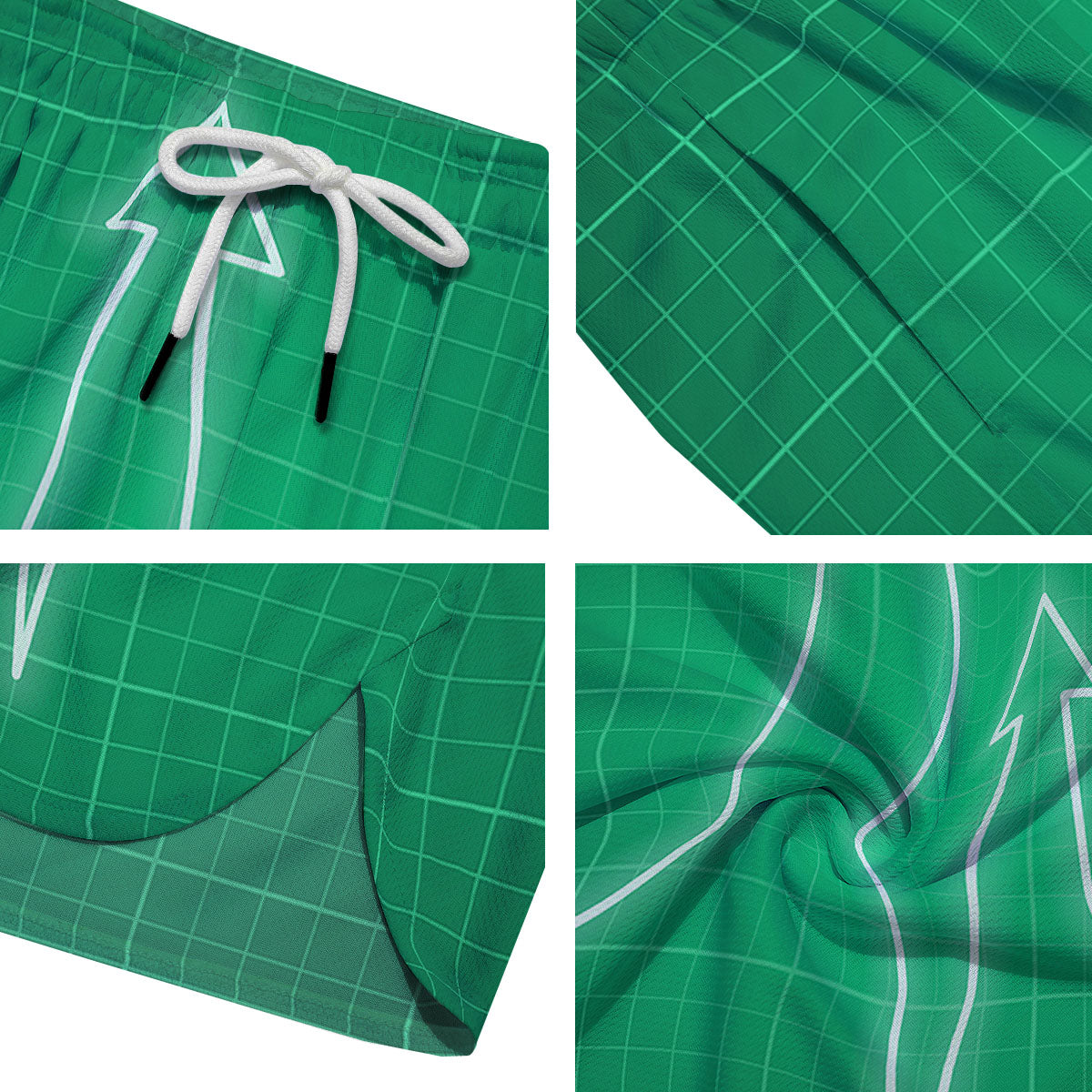 Heartbeat Green Print Men's Running Shorts-grizzshop