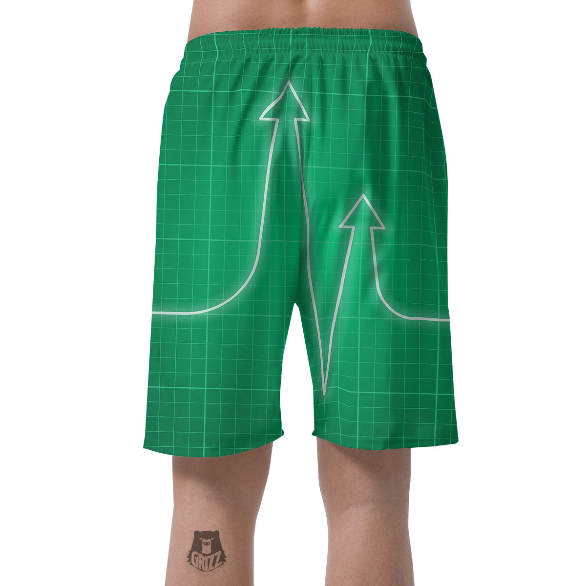 Heartbeat Green Print Men's Shorts-grizzshop