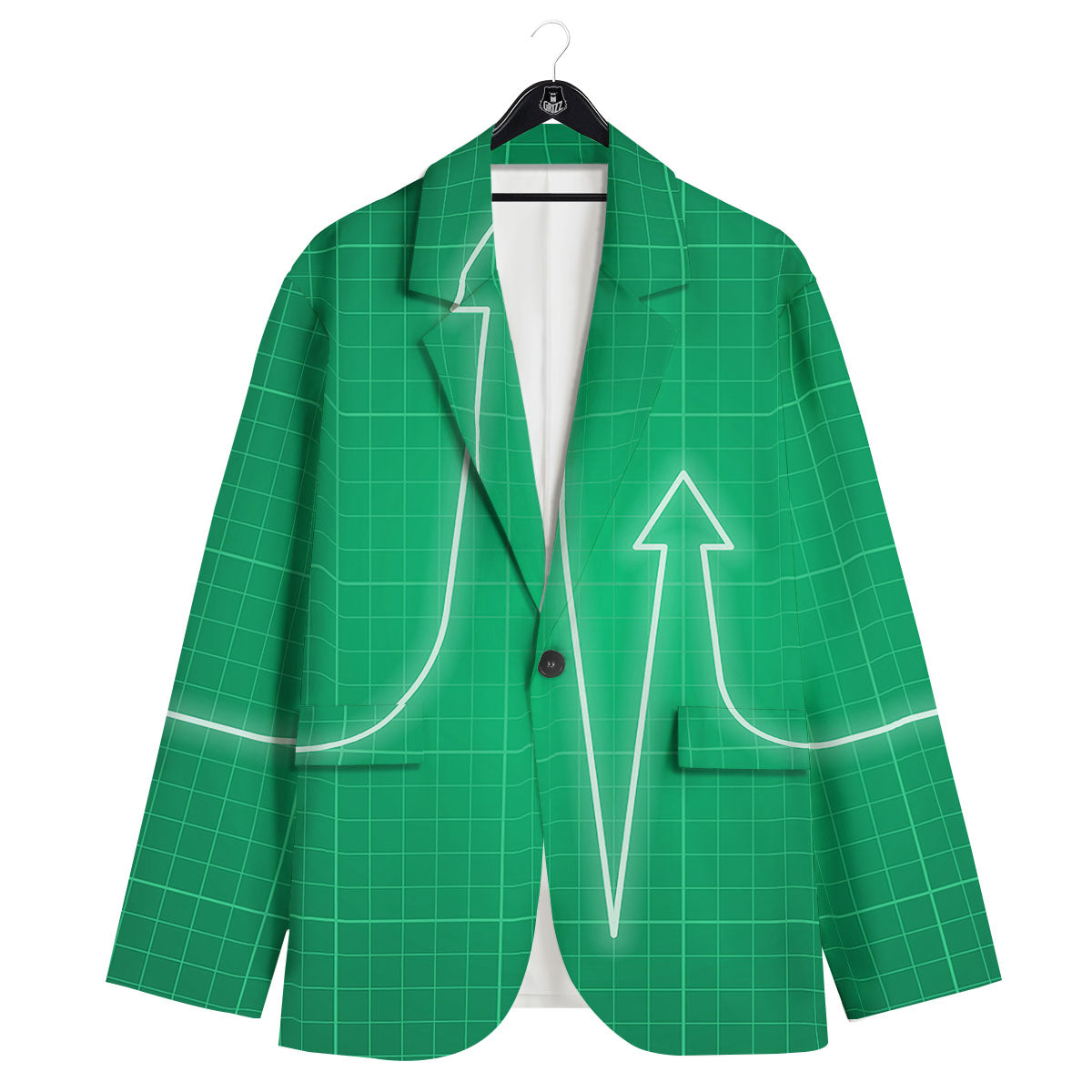 Heartbeat Green Print Men's Sport Coat-grizzshop
