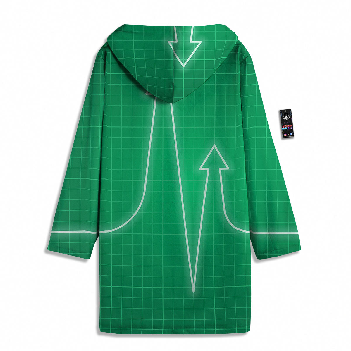 Heartbeat Green Print Men's Windbreaker Jacket-grizzshop