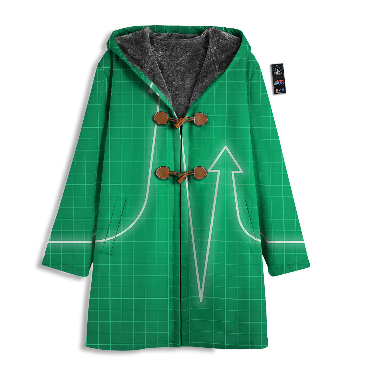 Heartbeat Green Print Men's Windbreaker Jacket-grizzshop